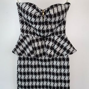Houndstooth peplum mini dress